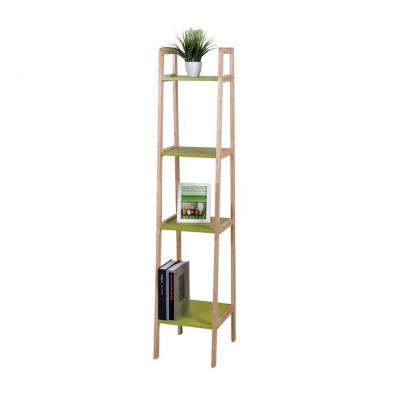 4 tier floor standing storage rack, living room wooden corner rack