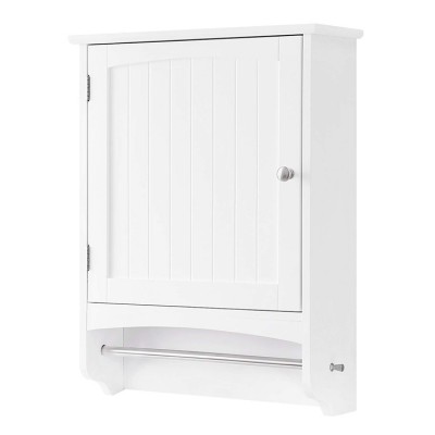 Hanging storage cabinet with adjustable shelf, wooden bathroom wall cabinet with rod