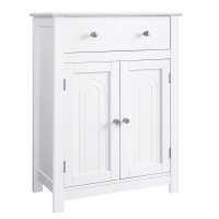 Double door cabinet with drawer, floor standing bathroom cabinet with adjustable shelf