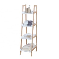 4-Tier Multi-function bathroom bamboo shelf towel rack