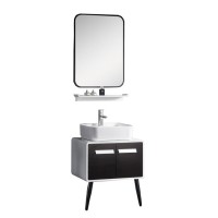 chinese cheap good quality hotel modern floor mounted solid wood bathroom vanity with mirror