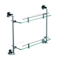 Dual Tier shower Glass Shelf Bathroom Corner Shelf