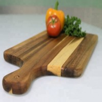 Solid Teak wood thick chopping board with handle side cheese cutting board